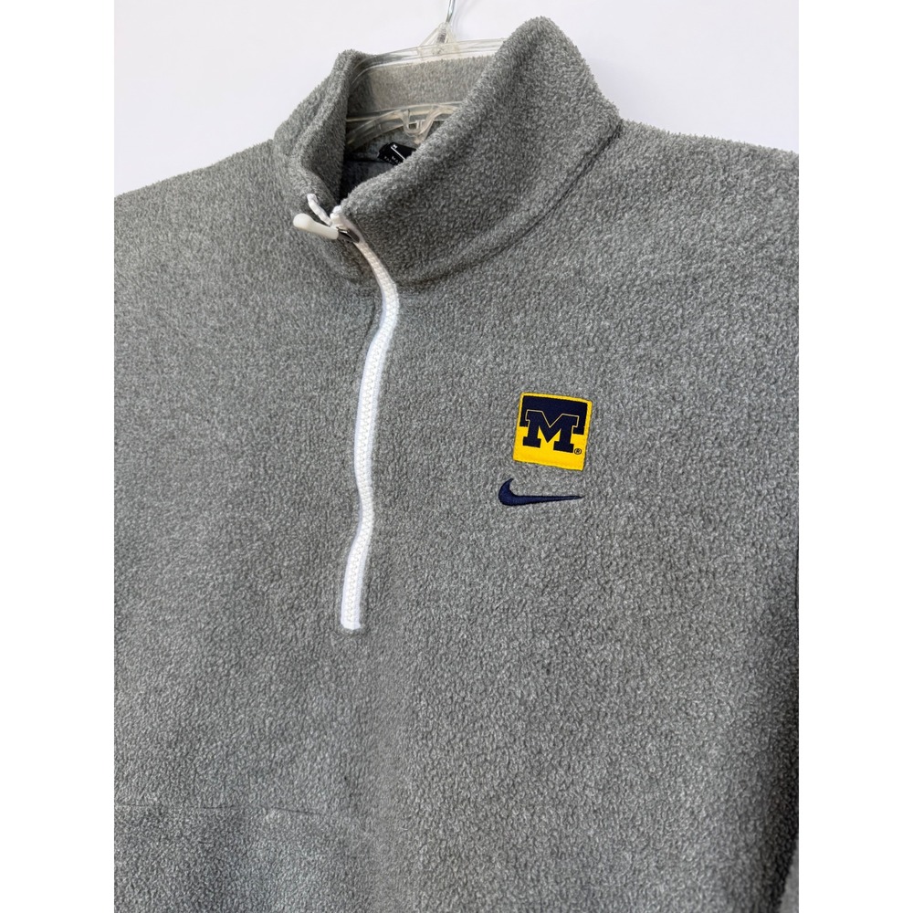 Nike Michigan Wolverines Mens Medium Gray Fleece Quarter Zip Pullover UM College